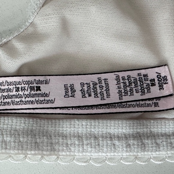 Victoria's Secret Dream Angels Push Up Bra W/out Padding Dot Lace Coconut 38DDD - Picture 6 of 10